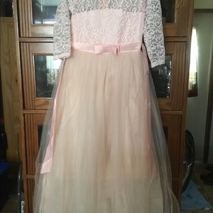 Girls blush pink long formal
